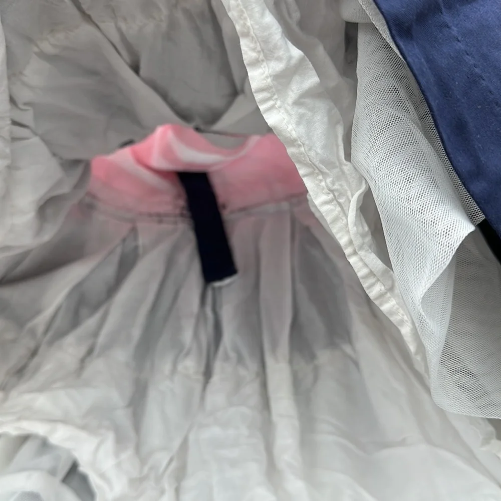 Isaac Mizrahi Pink White and Navy Tulle Lined Dress Size 4